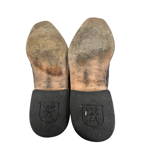 Stacy Adams Vintage Mens Brown Size 13 M Brown Leather Croc Print Dress Shoes - Picture 6 of 9